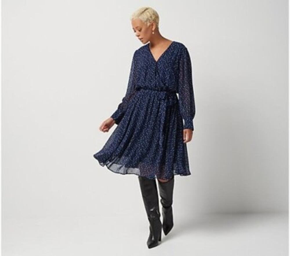Jason Wu Polka dot shirred dress party garden Knee length wrap tie back 5x